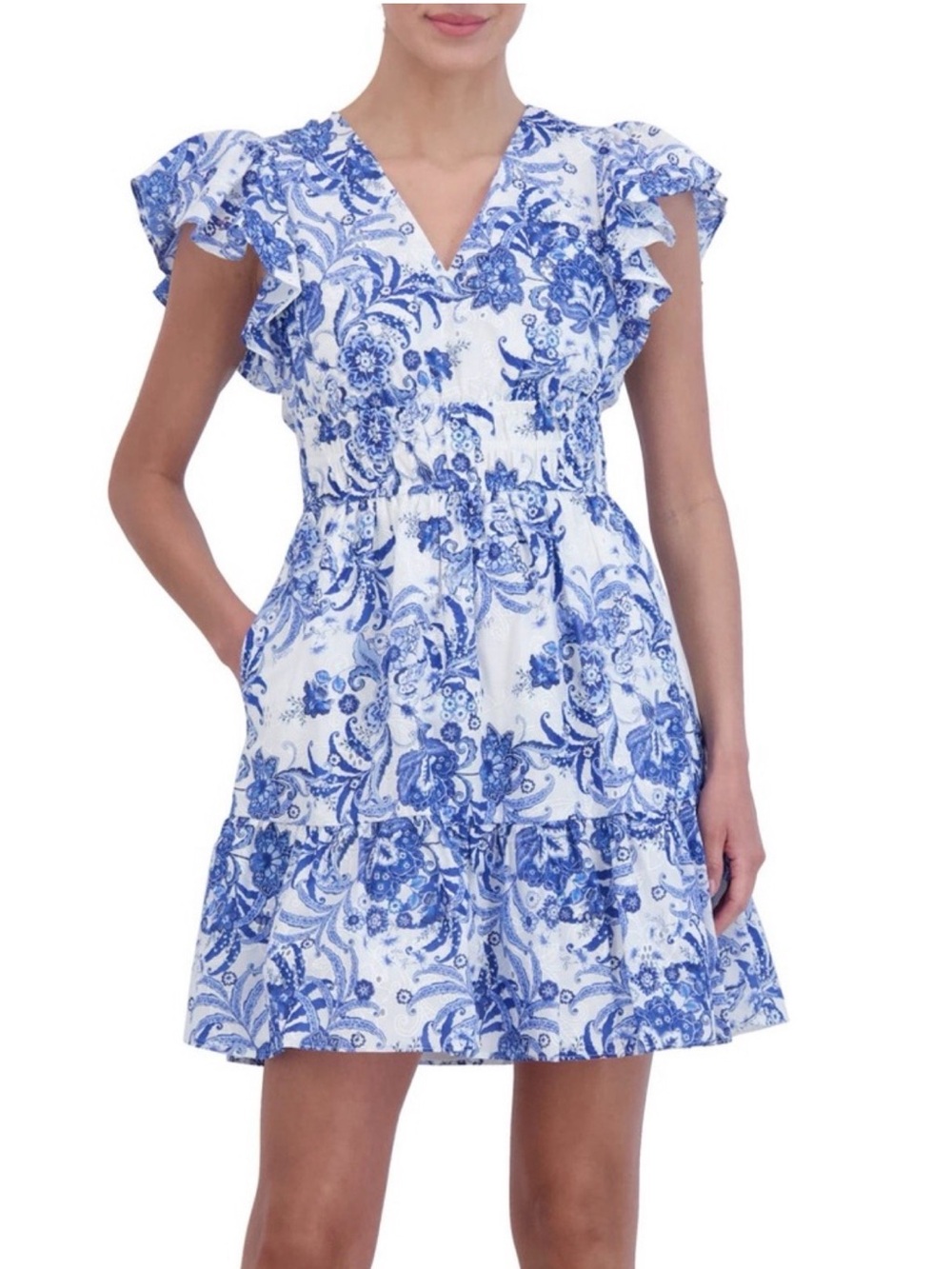 Eliza J Dress with Blue Floral
